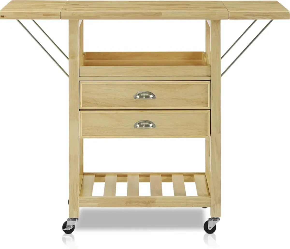 Nell Drop-Leaf Kitchen Cart - Natural