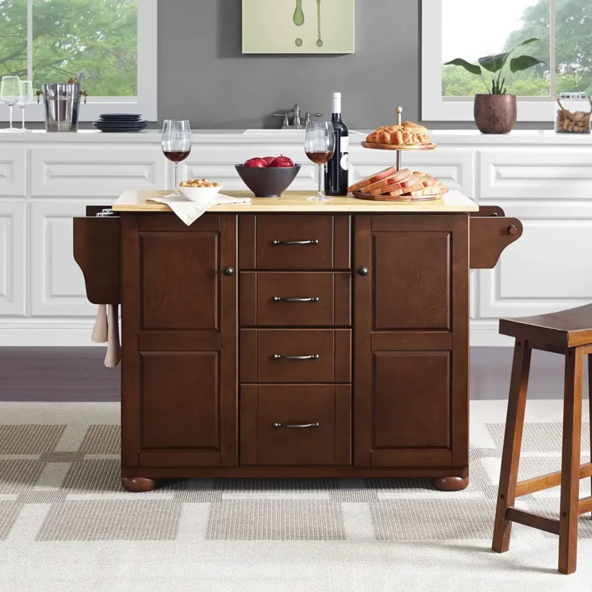 Ruth Kitchen Island - Wood Top