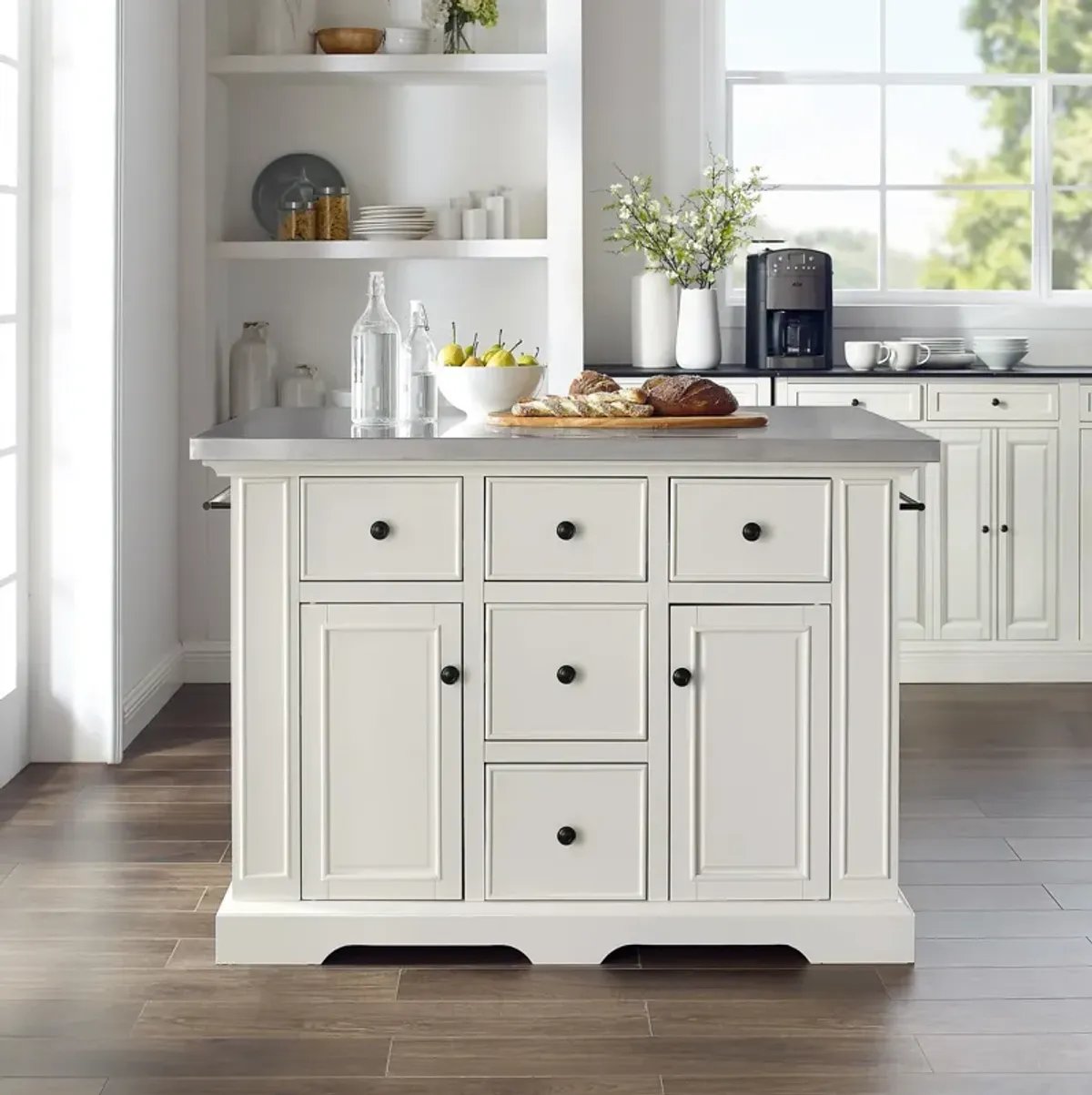 Wells Kitchen Island - White