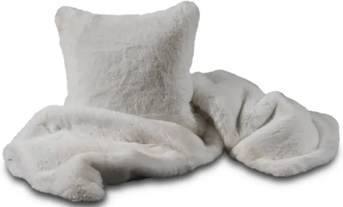 Faux Fur Pillow - Big Bear White