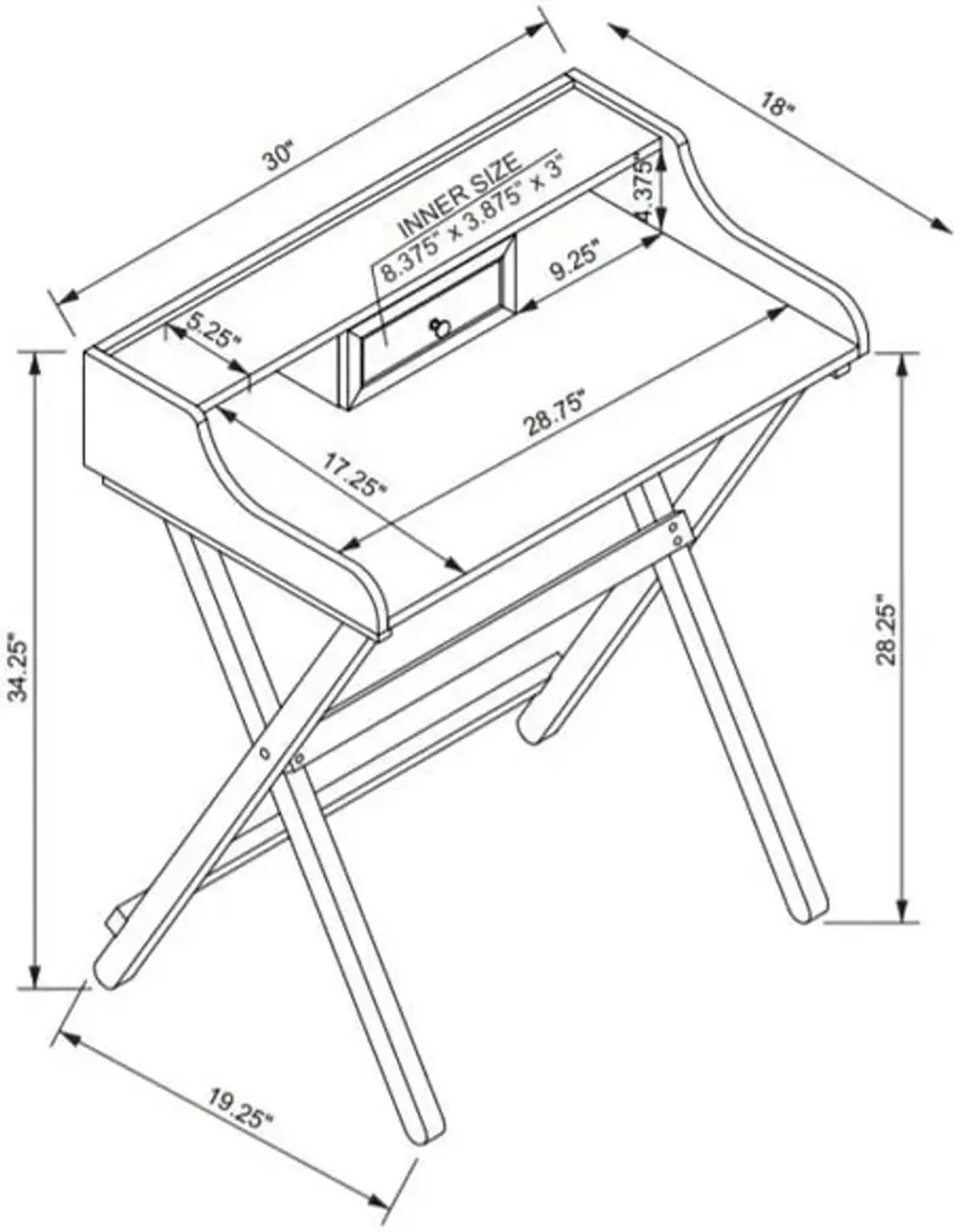 Jane Folding Desk - Gray