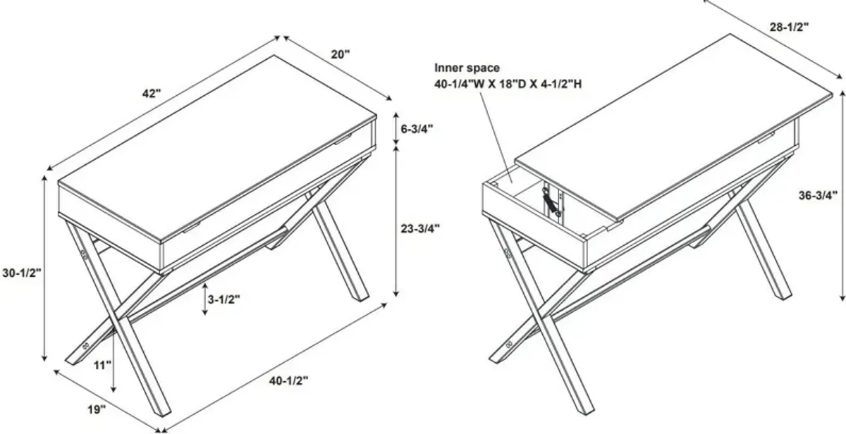 Shelby Lift-Top Desk - Black