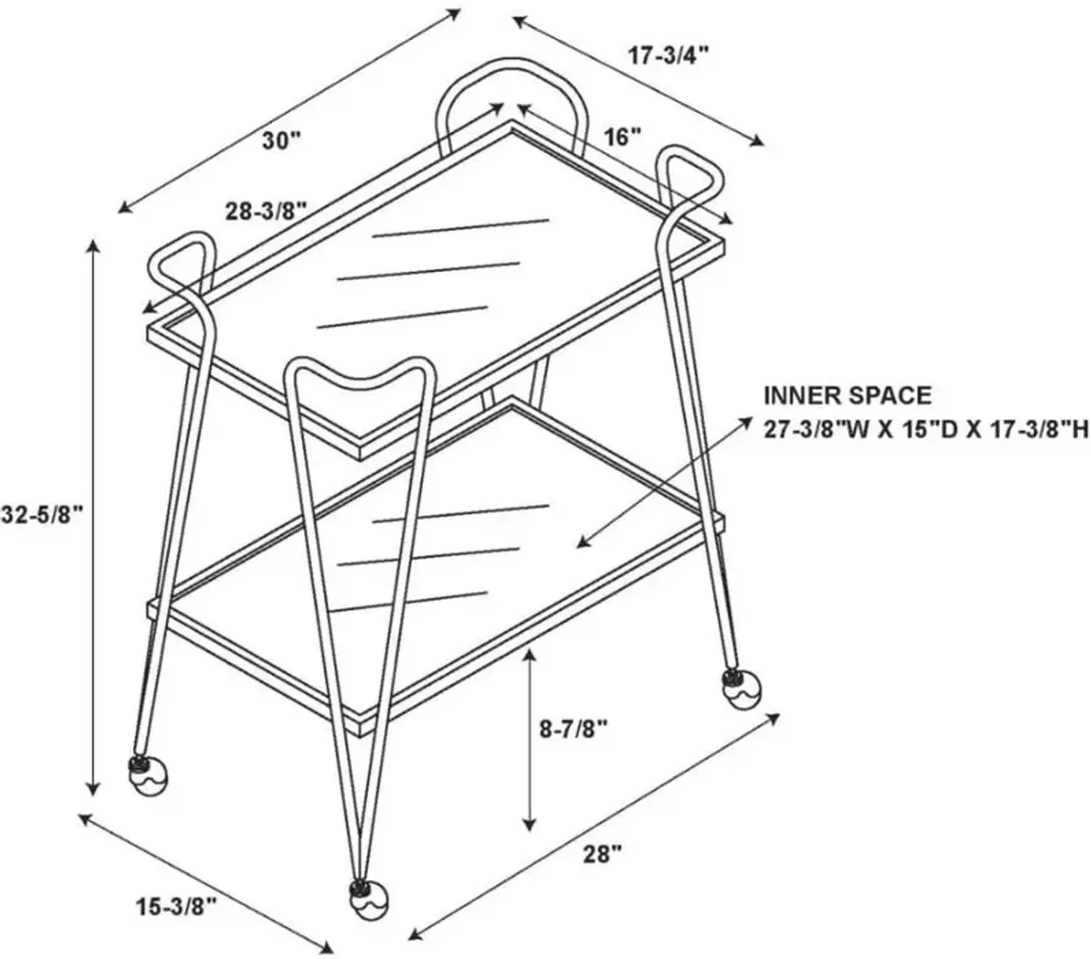 Naomi Bar Cart - Gold