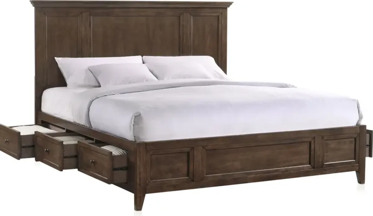 Lincoln Queen Storage Bed - Hickory