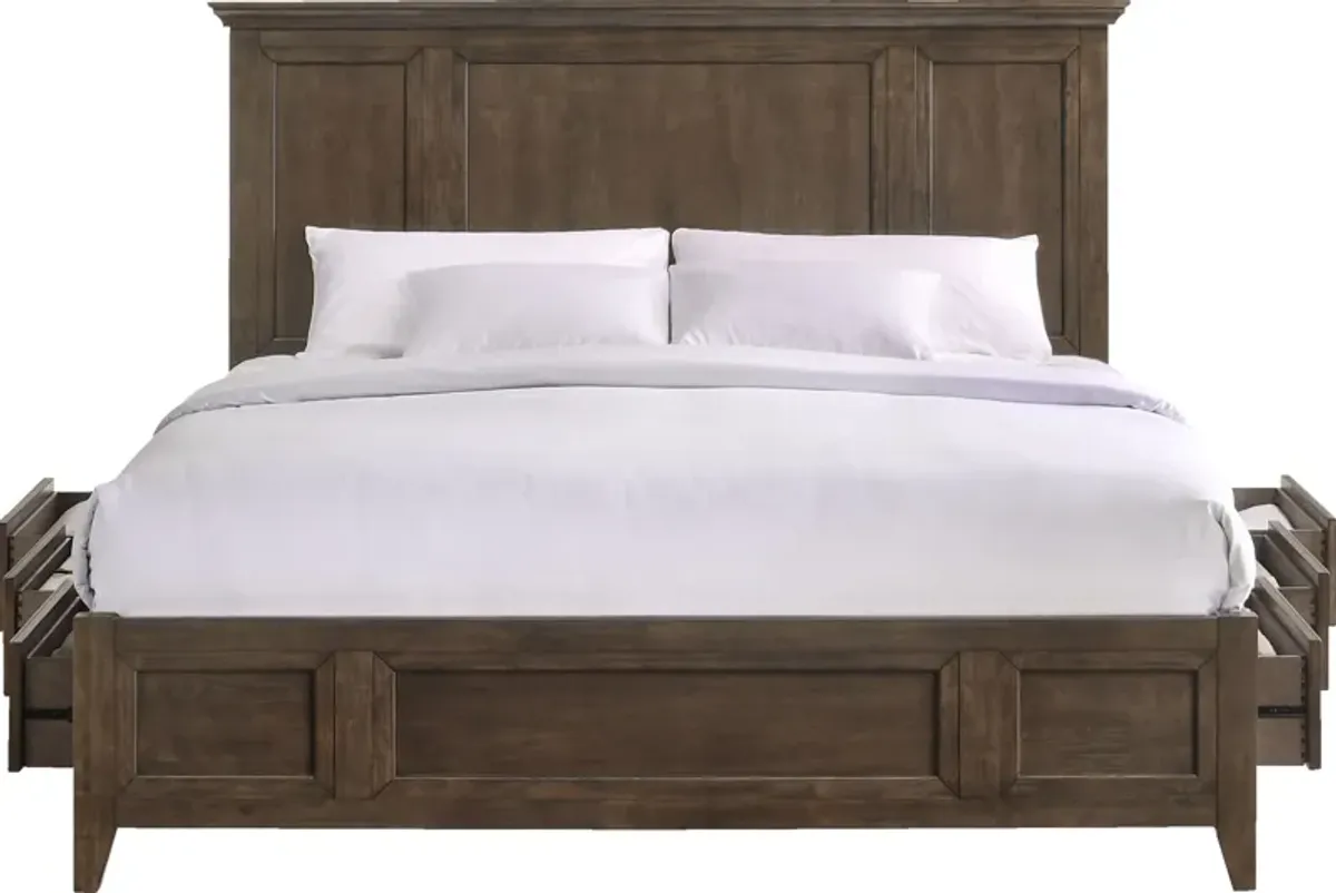 Lincoln Queen Storage Bed - Hickory