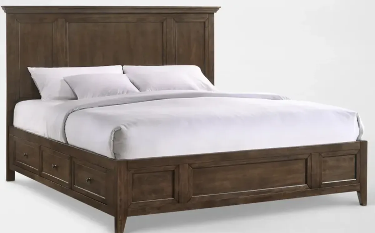 Lincoln Solid Wood Queen Storage Bed - Hickory