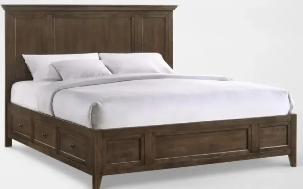 Lincoln Solid Wood King Storage Bed - Hickory