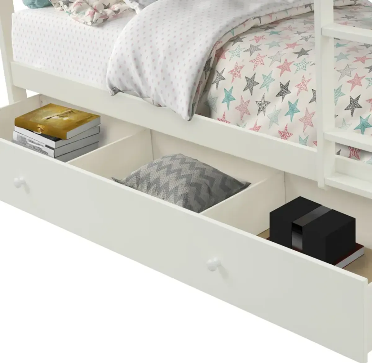 Scout Twin Over Twin Storage Bunk Bed - White