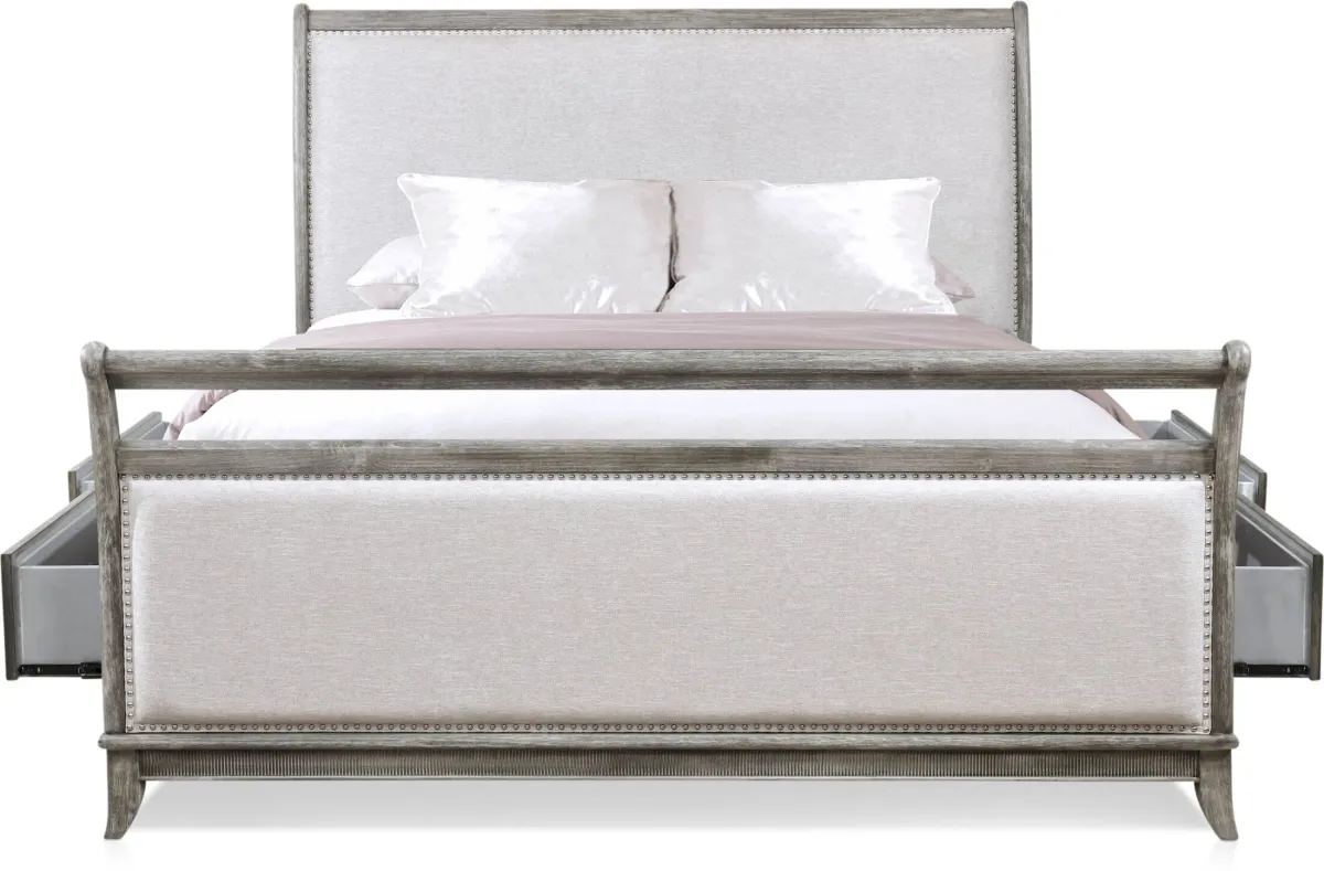 Hazel Queen Upholstered Storage Bed - Gray