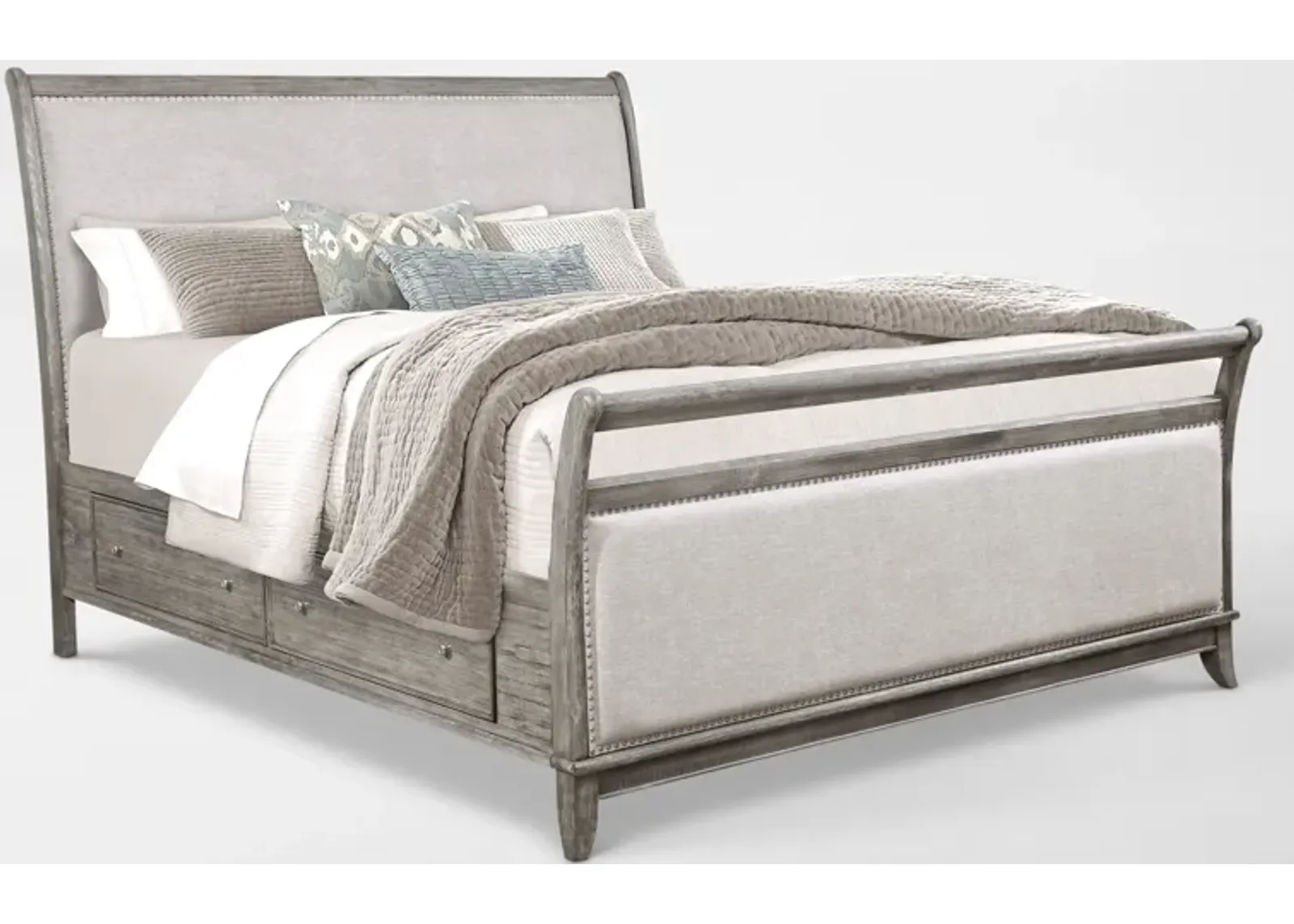 Hazel Queen Upholstered Storage Bed - Gray