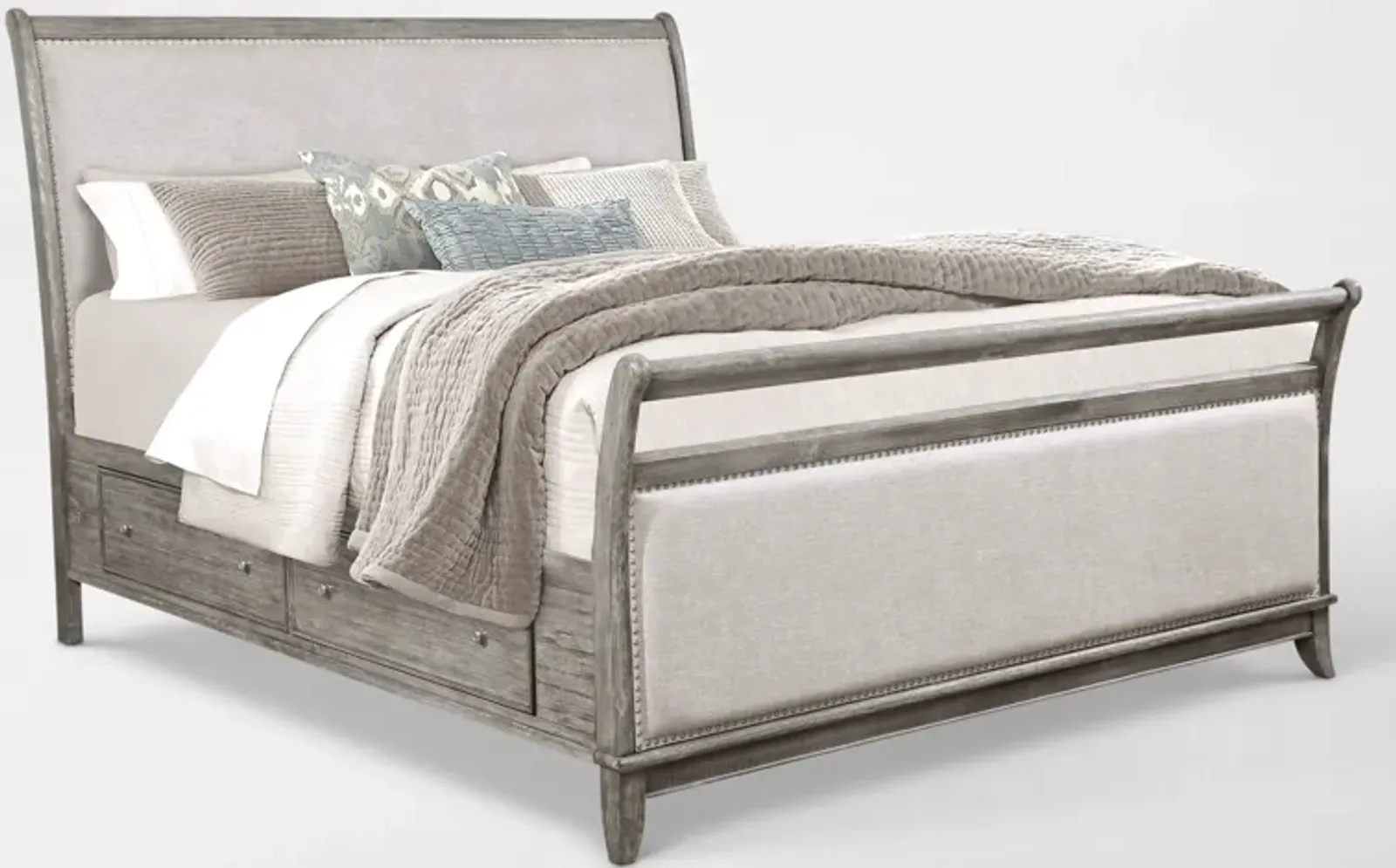 Hazel Queen Upholstered Storage Bed - Gray