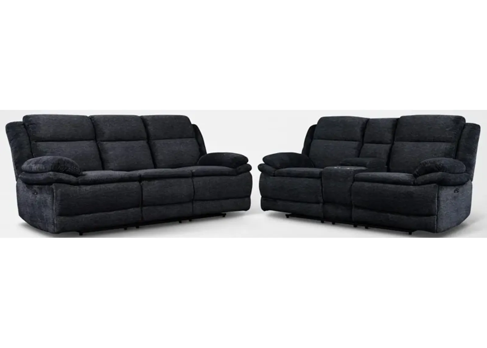 Pacific Dual-Power Reclining Sofa and Loveseat - Charcoal