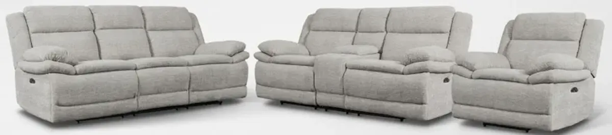 Pacific Dual-Power Recling Sofa, Loveseat and Recliner - Light Gray