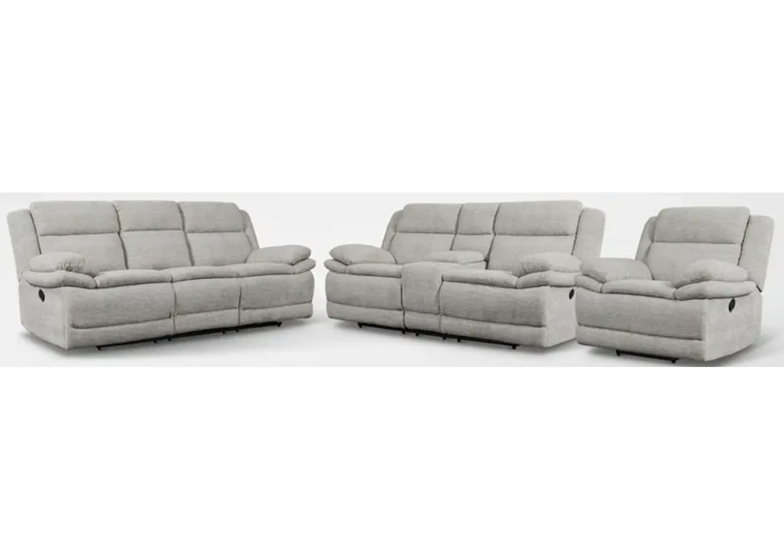 Pacific Manual Reclining Sofa, Loveseat and Recliner - Light Gray