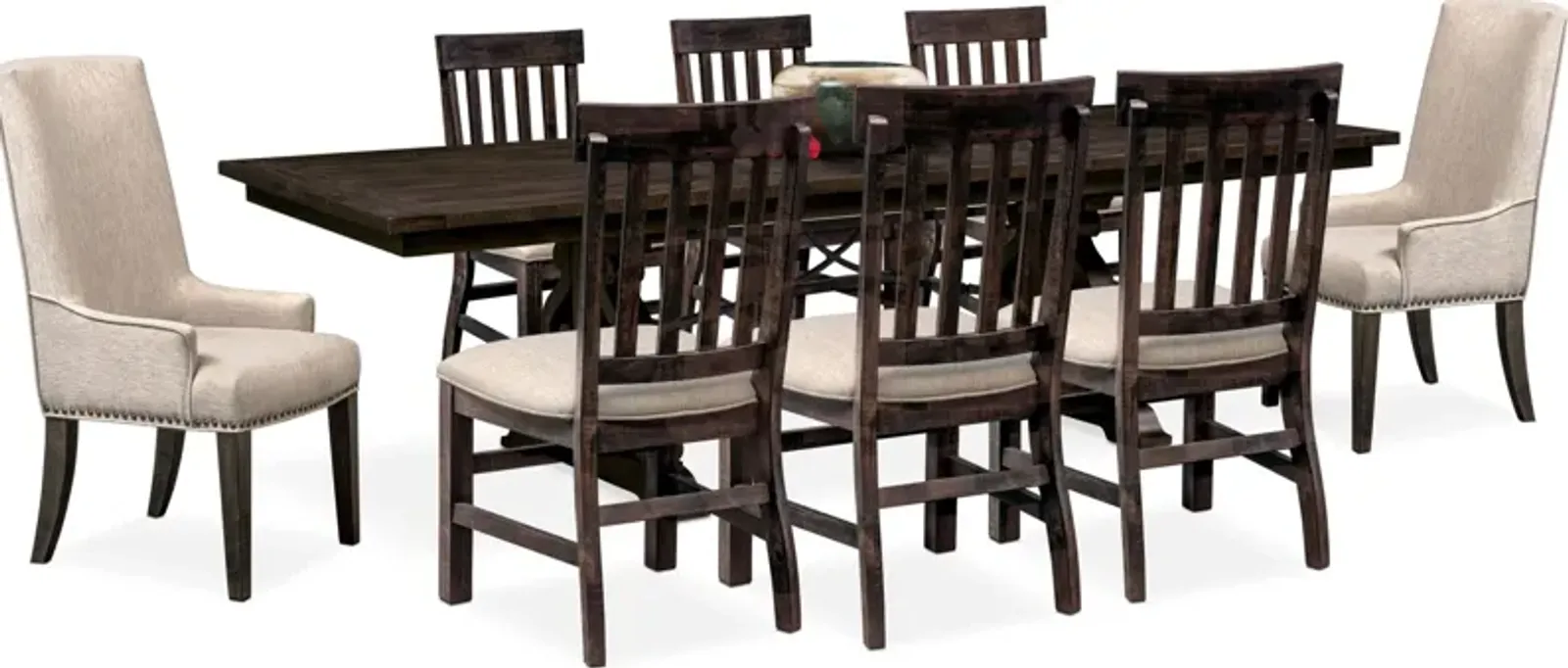 Charthouse Rectangular Extendable Dining Table, 2 Host Chairs and 6 Dining Chairs - Charcoal