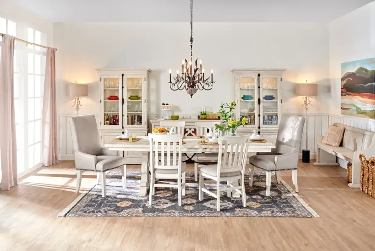 Charthouse Rectangular Extendable Dining Table, 2 Host Chairs and 6 Dining Chairs - Alabaster