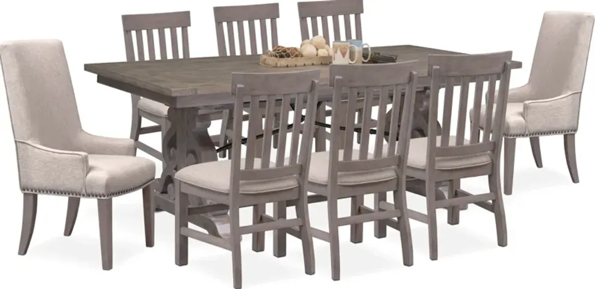 Charthouse Rectangular Extendable Dining Table, 2 Host Chairs and 6 Dining Chairs - Gray