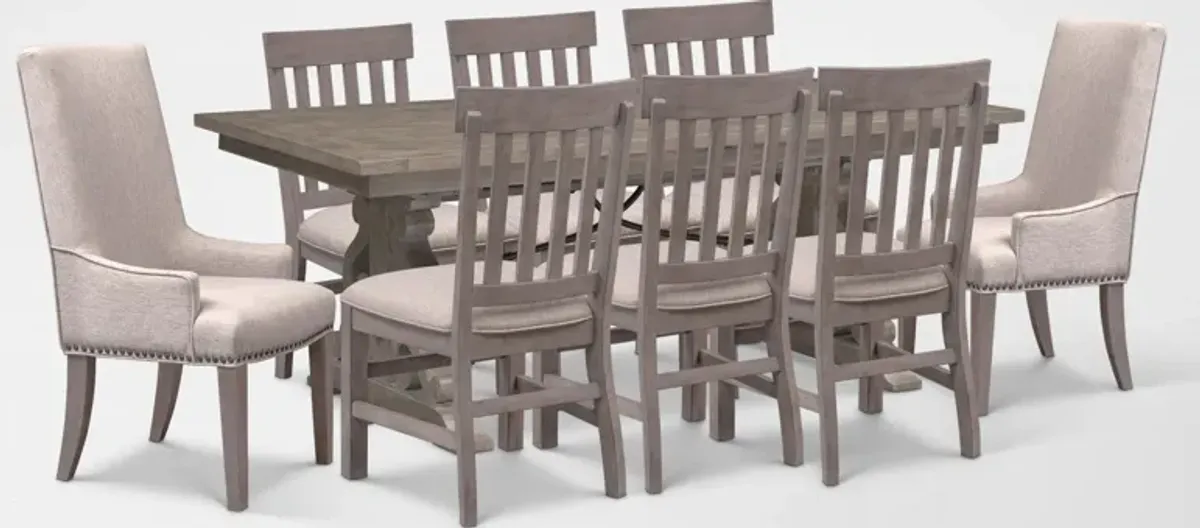 Charthouse Rectangular Extendable Dining Table, 2 Host Chairs and 6 Dining Chairs - Gray