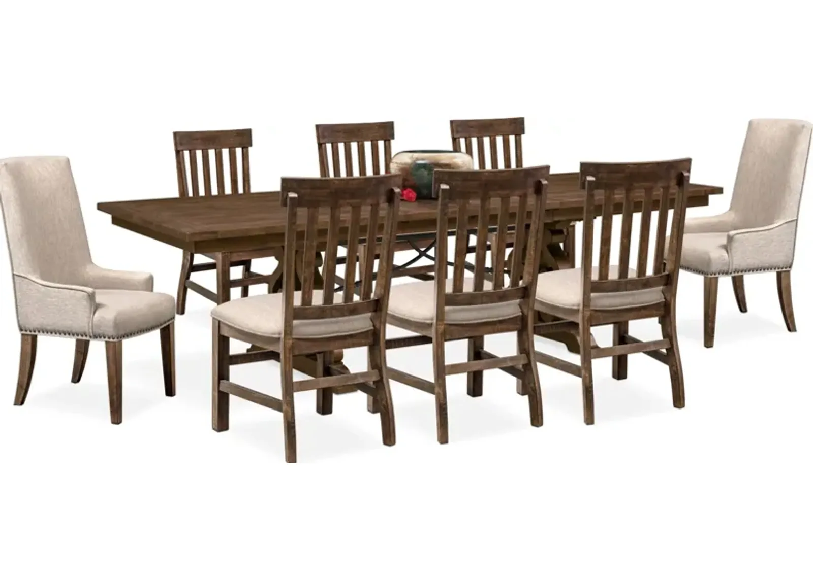 Charthouse Rectangular Extendable Dining Table, 2 Host Chairs and 6 Dining Chairs - Nutmeg