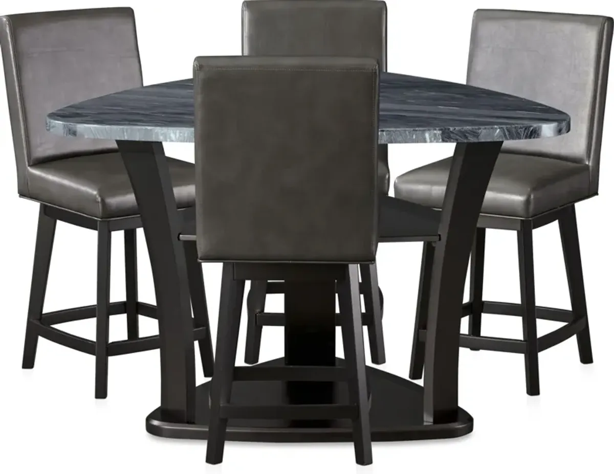 Gibson Marble Dining Table and 4 Swivel Stools