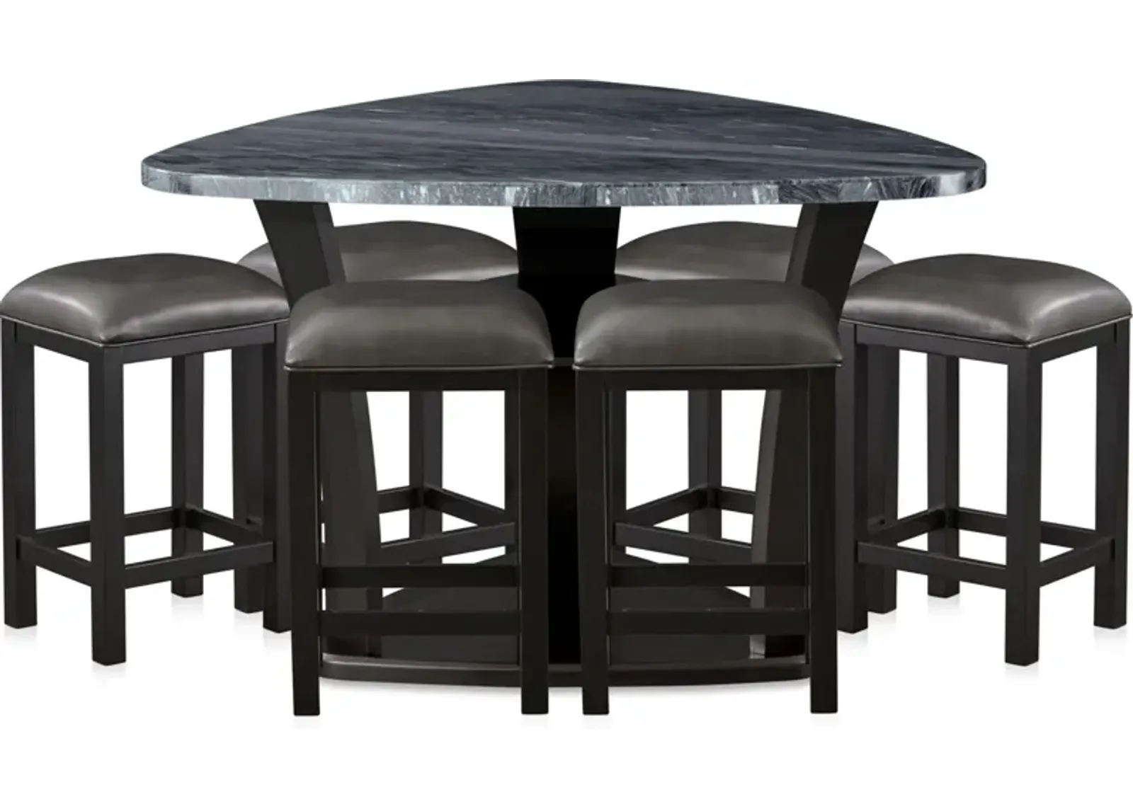 Gibson Marble Dining Table and 6 Backless Stools