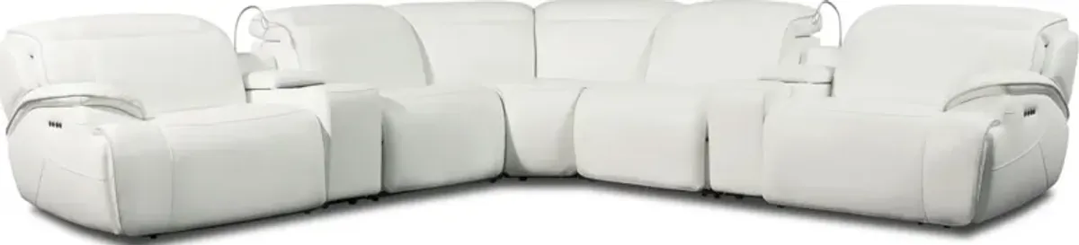 Devon 7-Piece Dual-Power Reclining Sectional with 3 Reclining Seats - White