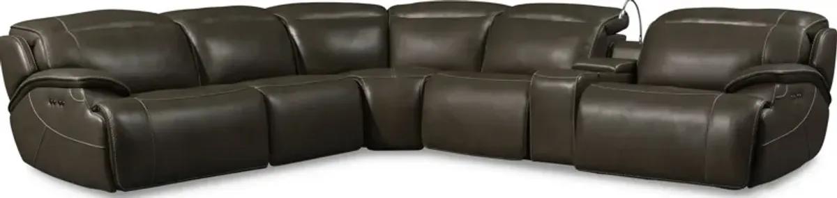 Devon 6-Piece Dual-Power Reclining Sectional with 3 Reclining Seats - Charcoal