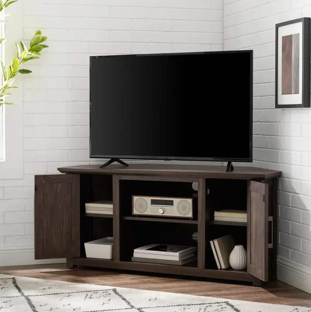 Lucas 48” Corner TV Stand - Dark Walnut