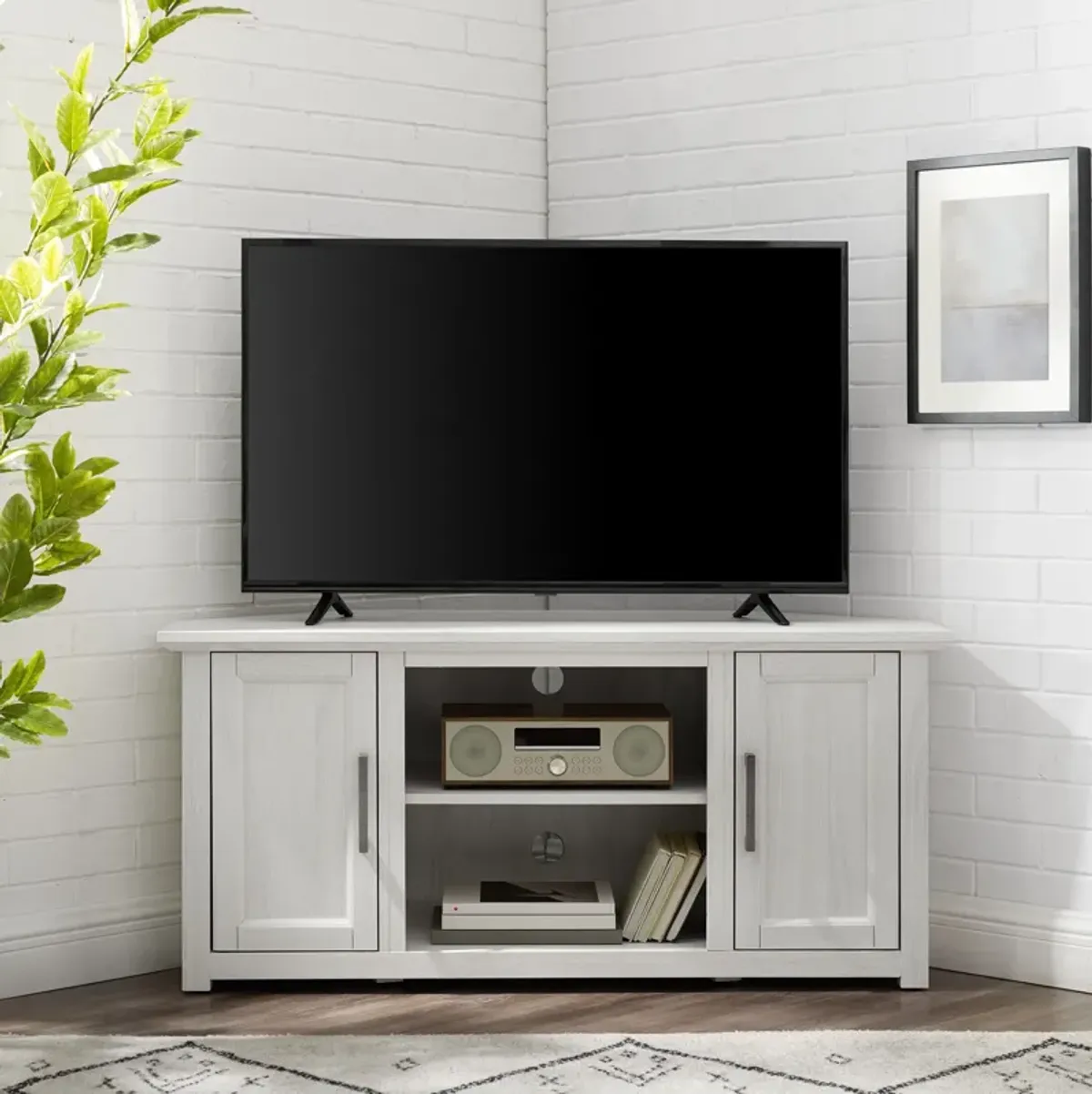 Lucas 48” Corner TV Stand - White