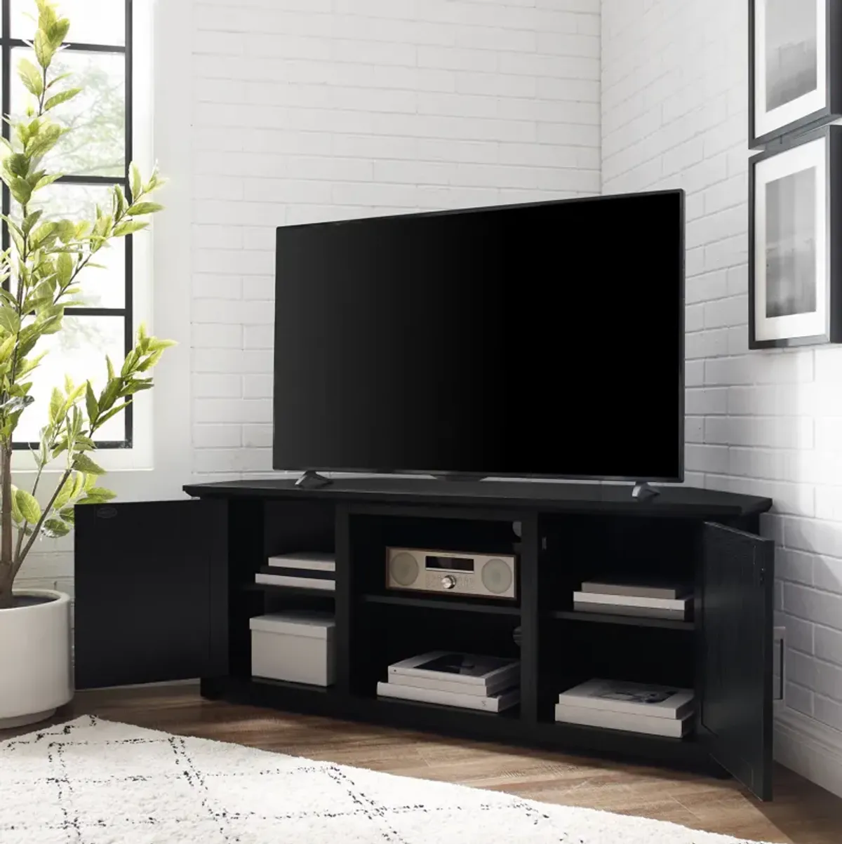 Lucas 58” Corner TV Stand - Black