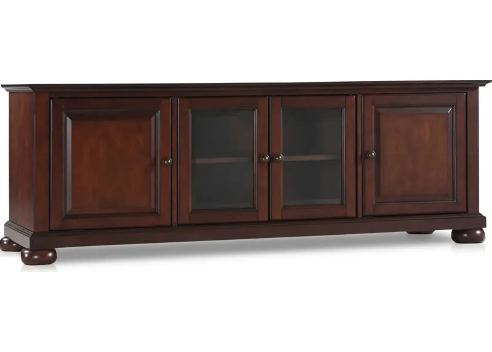 Alina 60” Glass Door TV Stand - Mahogany