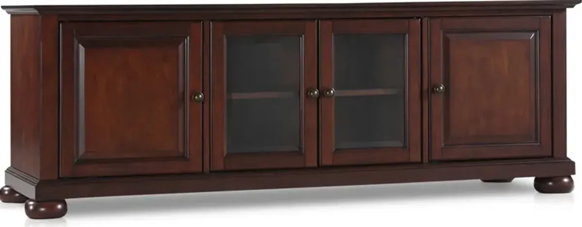 Alina 60” Glass Door TV Stand - Mahogany