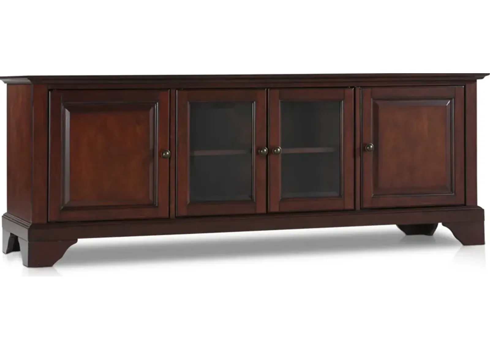 Nathaniel 60” Glass Door TV Stand - Mahogany