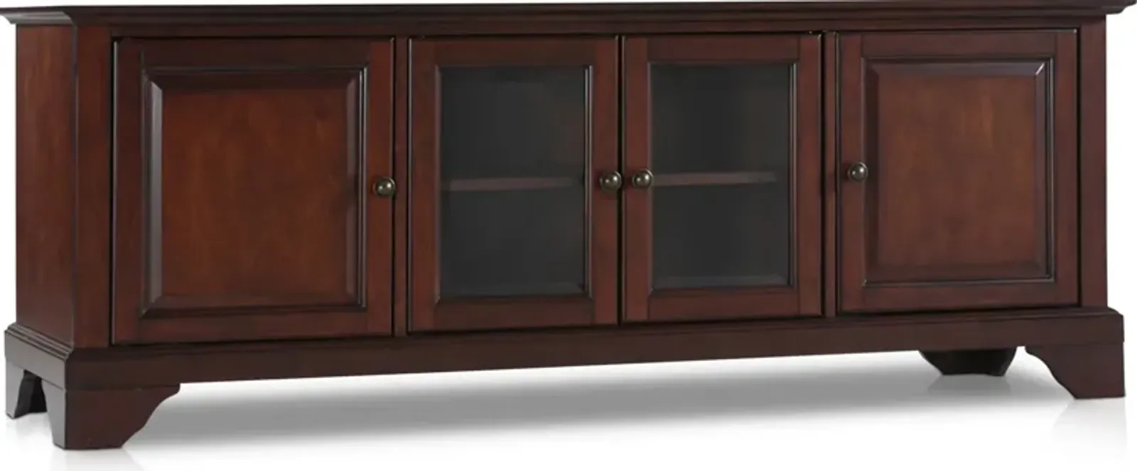 Nathaniel 60” Glass Door TV Stand - Mahogany