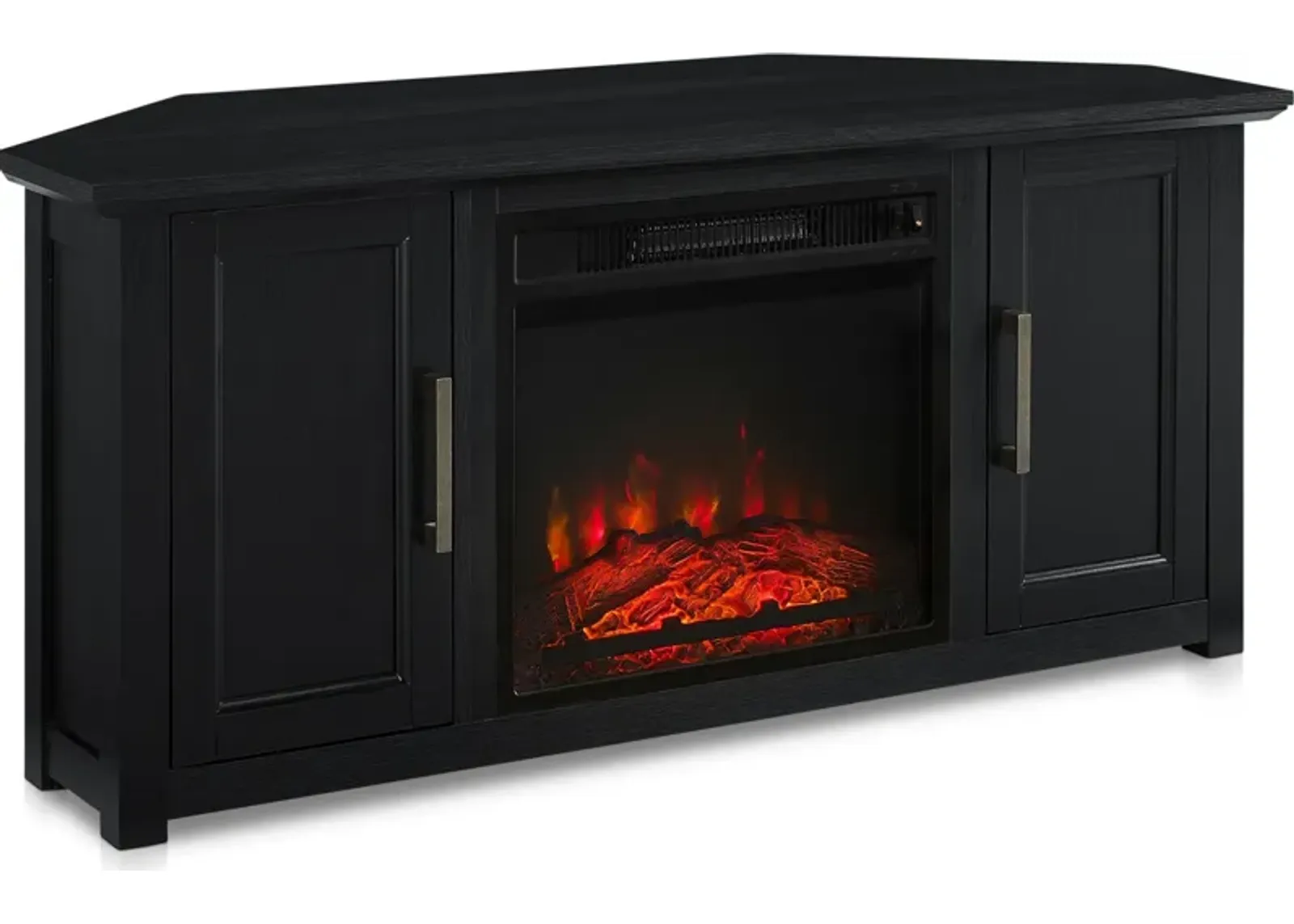 Lucas 48” Corner TV Stand with Fireplace - Black