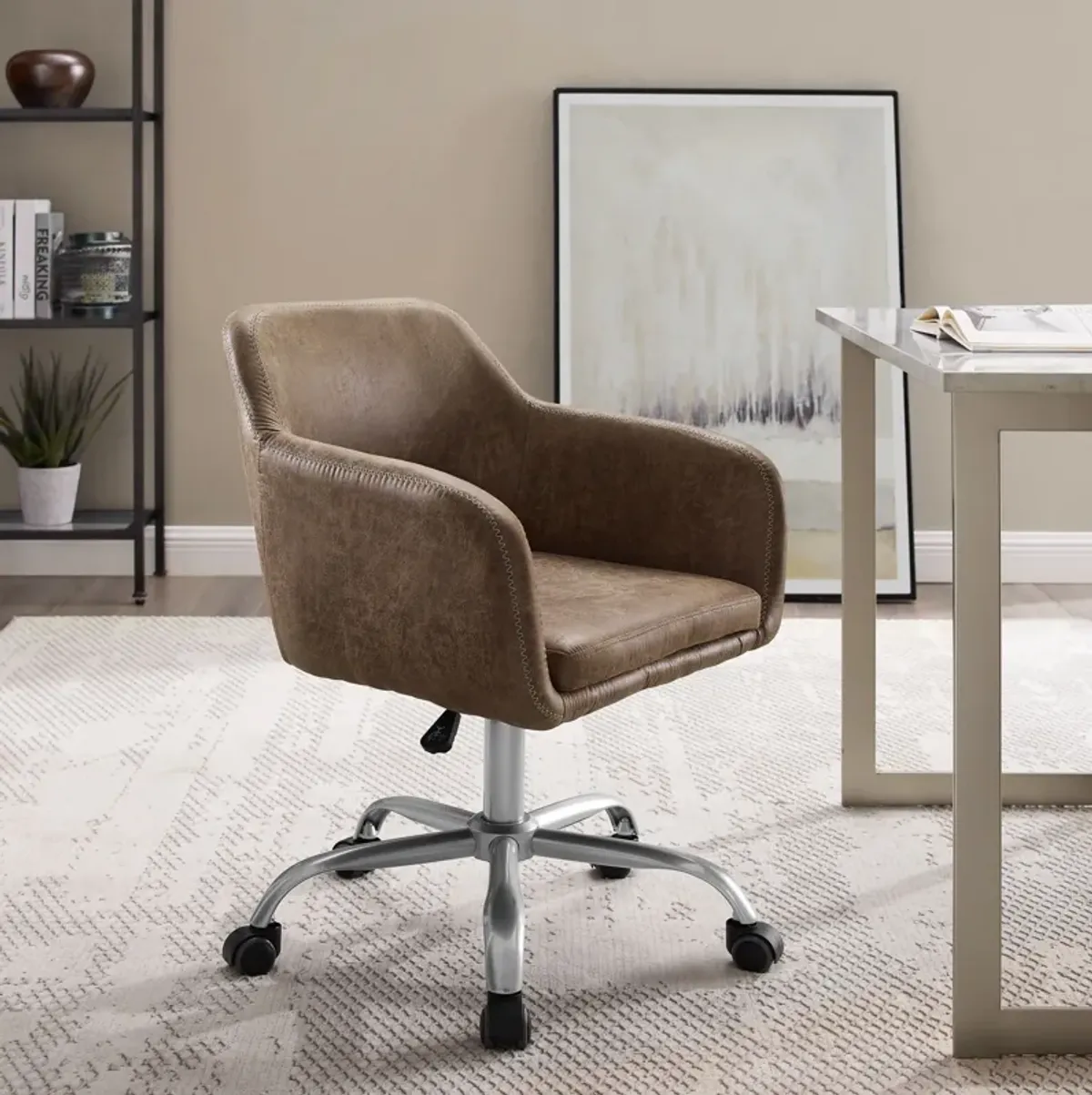 Kimika Office Chair - Brown Vegan Leather