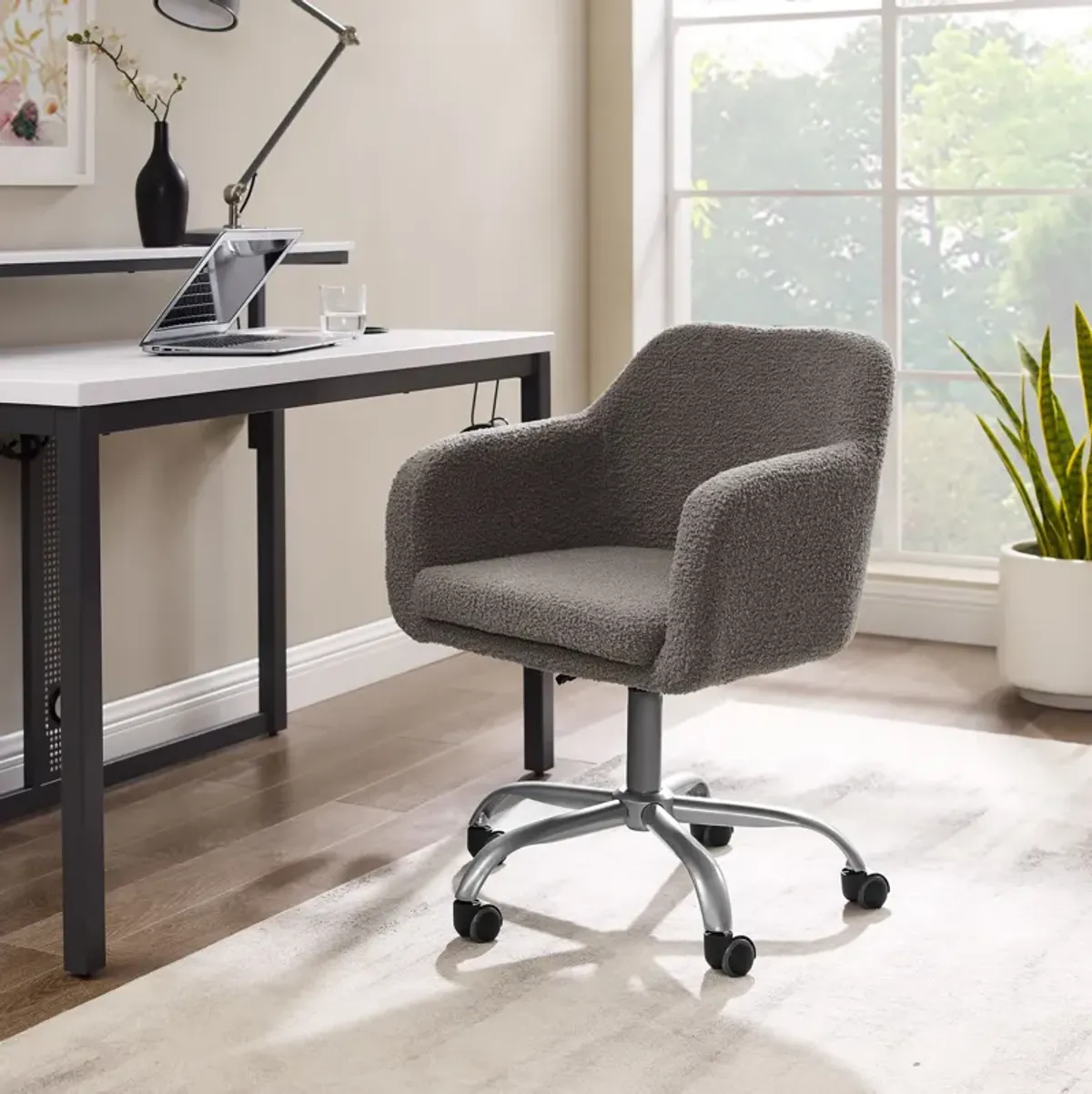 Kimika Office Chair - Gray Sherpa