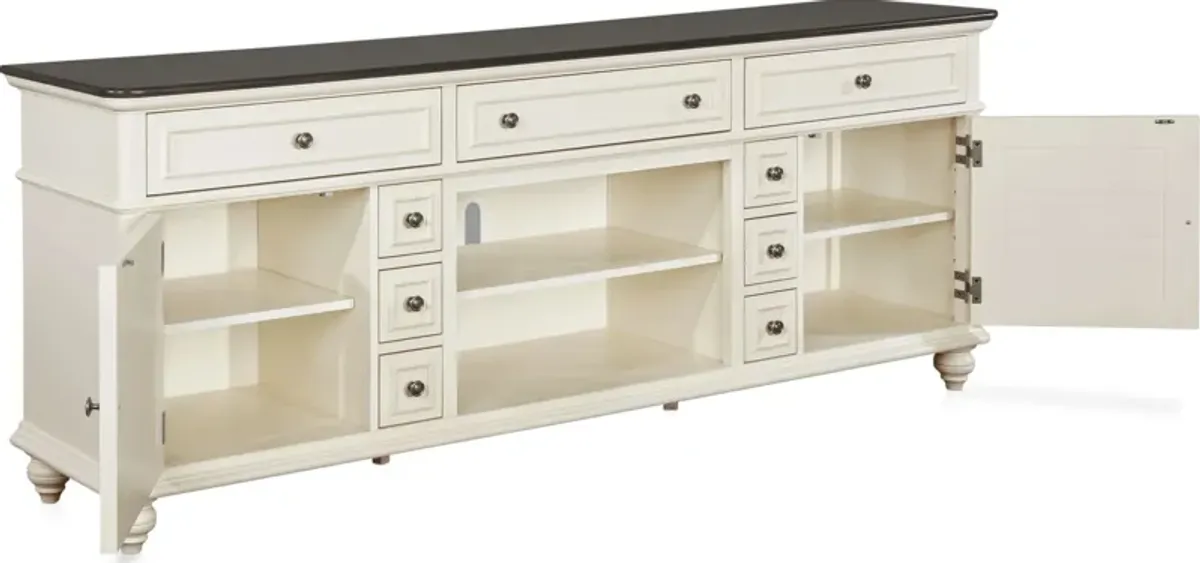 Charleston 84" TV Stand - White