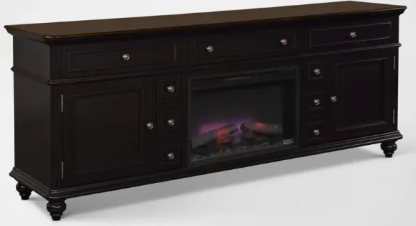 Charleston 84" Fireplace TV Stand - Black
