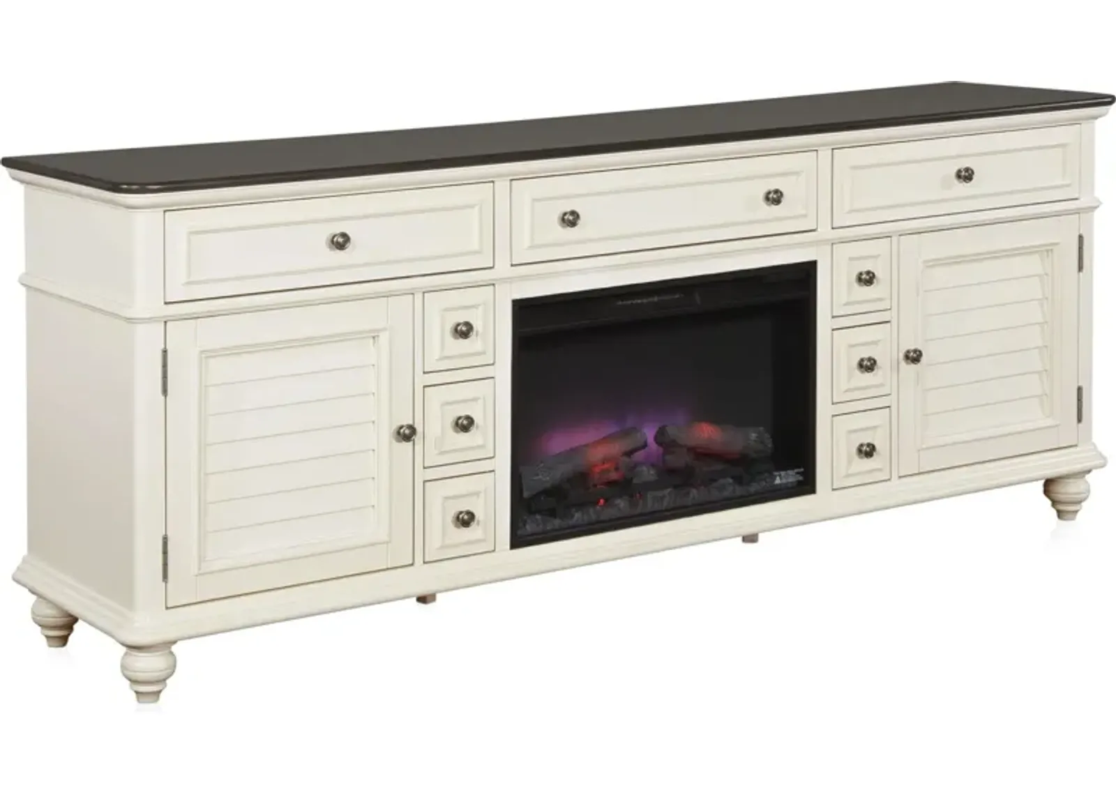 Charleston 84" Fireplace TV Stand - White