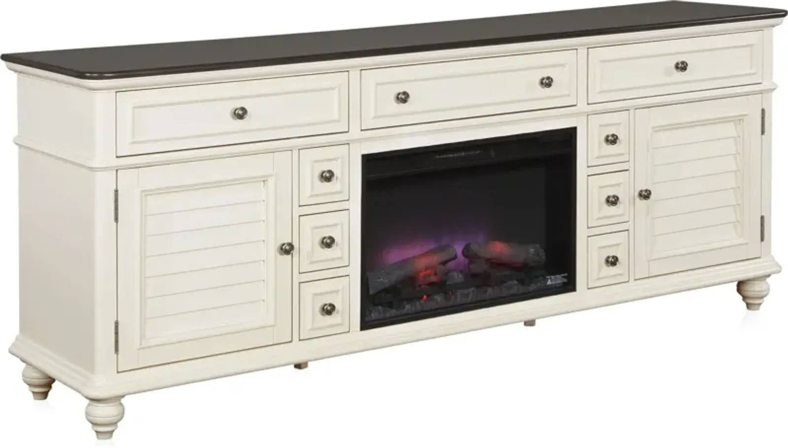 Charleston 84" Fireplace TV Stand - White