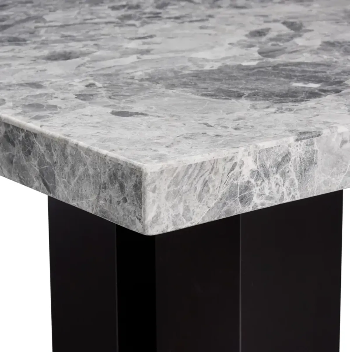 Artemis Marble Dining Table and 4 Upholstered Dining Chairs - Gray Marble/Gray