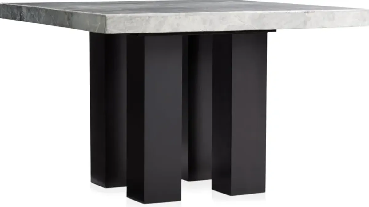 Artemis Marble Counter-Height Dining Table and 4 Upholstered Stools - Gray Marble/White