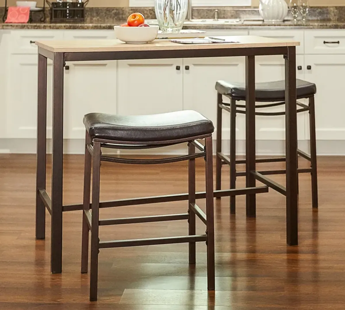 Billings Pub Table and 2 Backless Stools