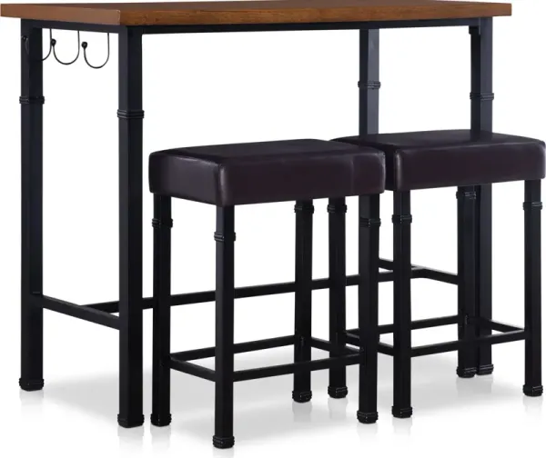 Polson Pub Table and 2 Backless Stools