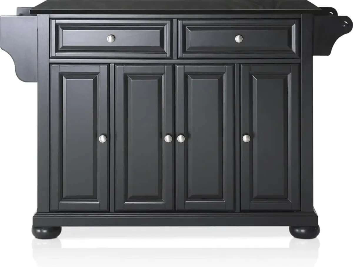 Alina Kitchen Island - Black/Black Granite Top