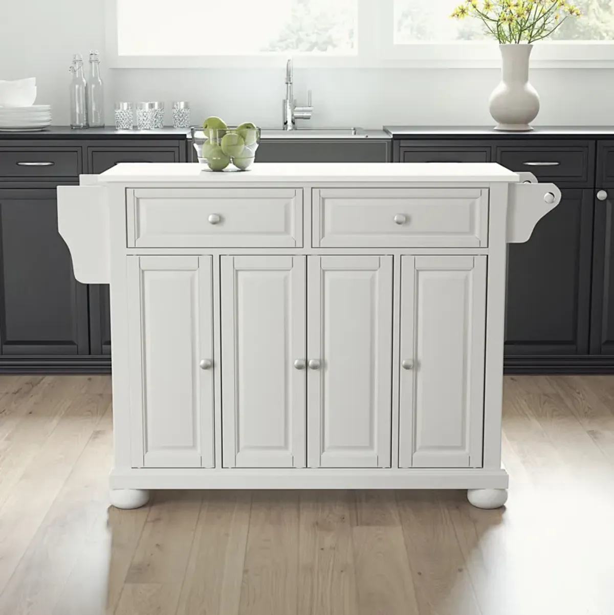 Alina Kitchen Island - White/White Granite Top