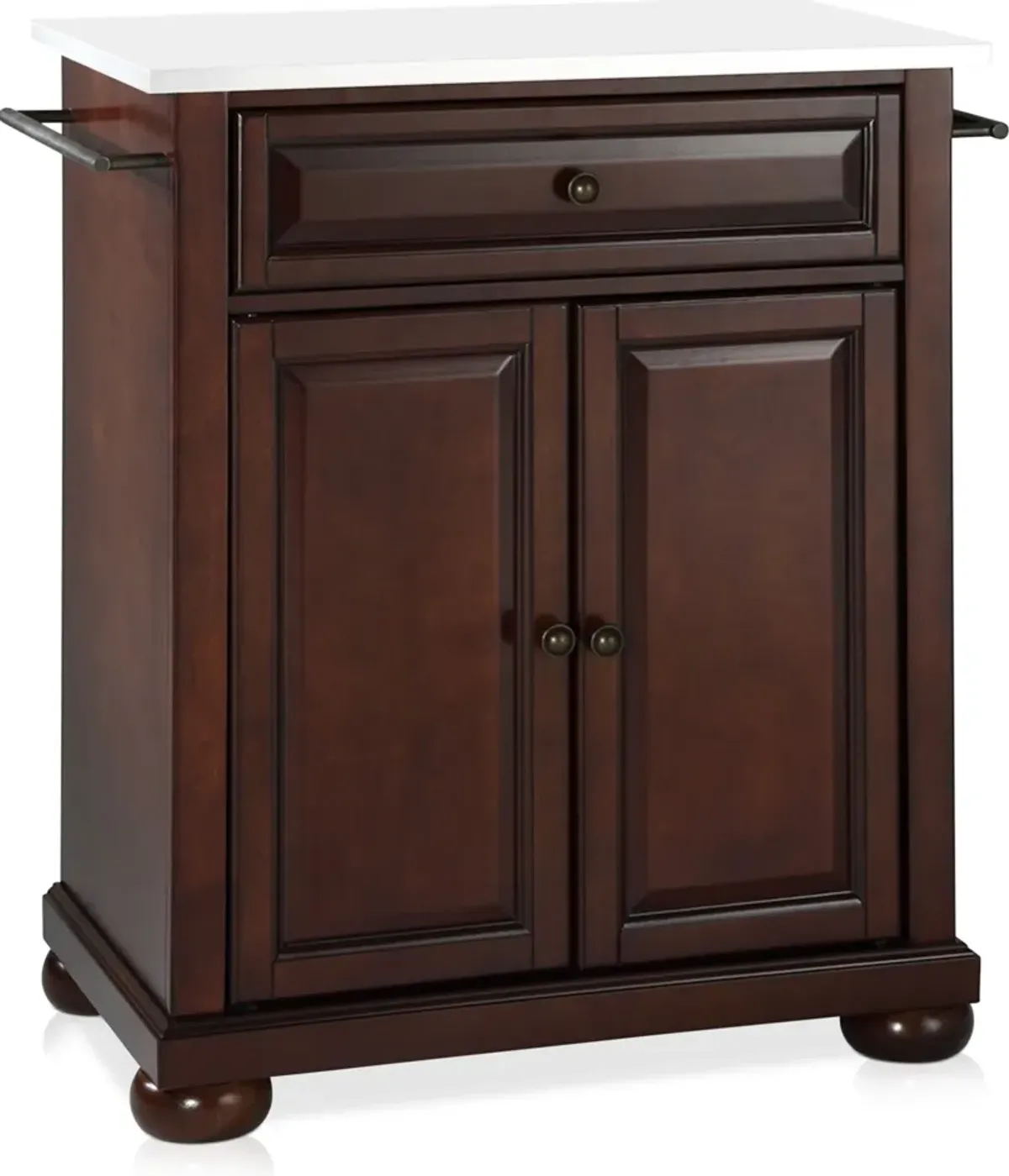 Alina Small Kitchen Island - Mahogany/White Granite Top