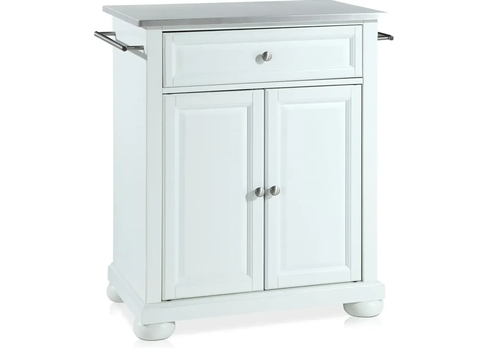 Alina Small Kitchen Island - White/Stainless Steel Top