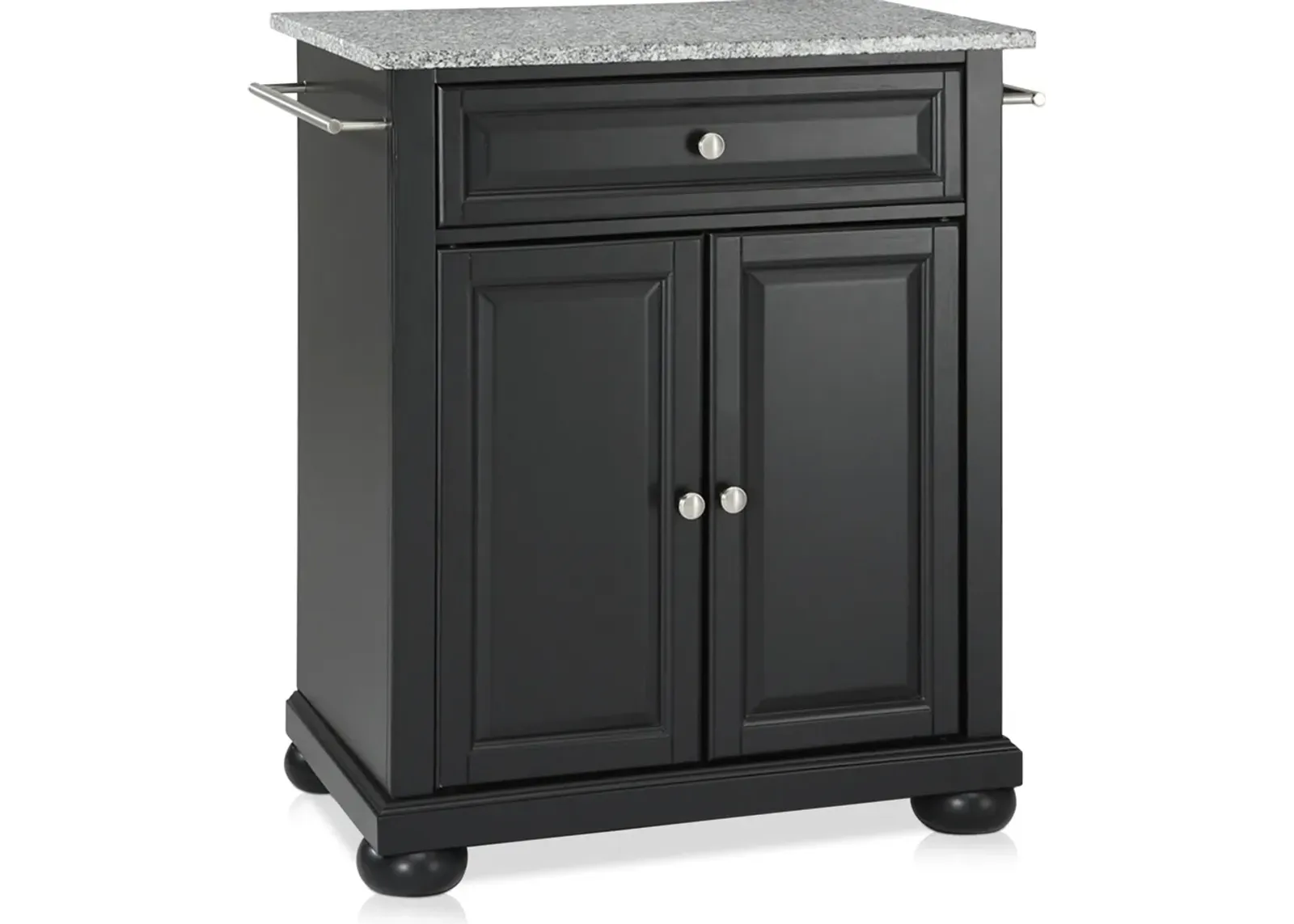 Alina Small Kitchen Island - Black/Gray Granite Top